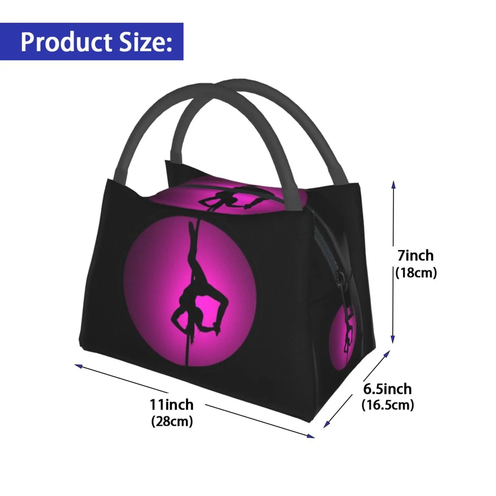 Portable Insulation Bag Pole Fitness Dancer Pole Dance Dancer Fitness Fit Workout Pink Girl Woman Silhouette