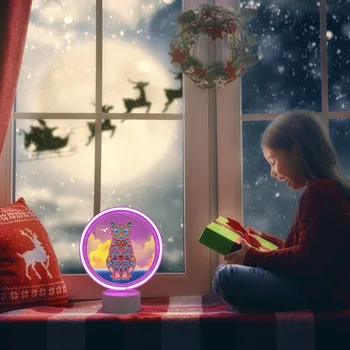 

LED Special Shape Diamond Painting Cross Stitch Embroidery Round Circle Light 5D DIY Diamond Lamp Night Light Christmas Decor