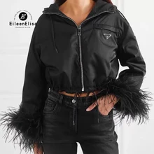 Winter Women Jacket Fashion Black Hooded Jacket Autumn Short Style Warm Jackets Casual