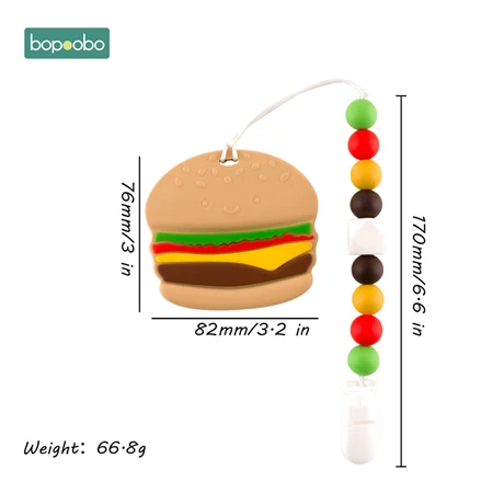 Bopoobo 1 шт. Детские трофеи пищевой силиконовый гамбургерный комплект Прорезыватель игрушки для Diy ручной работы Bpa Бесплатный кулон пустышка цепи зажимы - Цвет: Hamburger