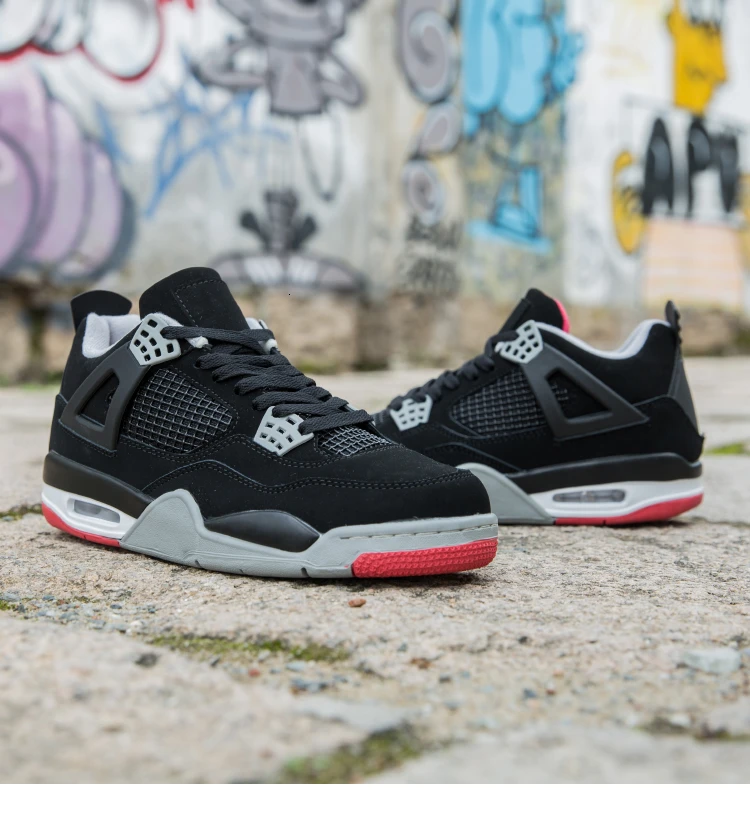Мужские баскетбольные кроссовки NIKE AIR JORDAN 4, Нескользящие, износостойкие, с воздушной подушкой AJ4, мужские спортивные кроссовки#308497-116