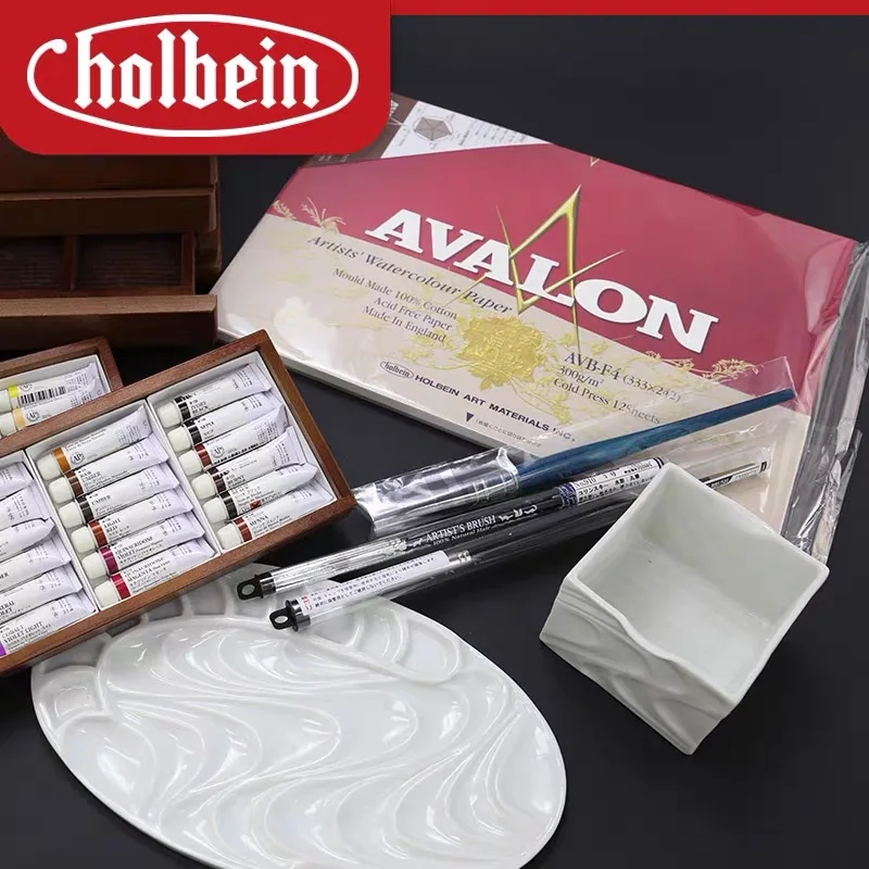 Holbein-108 주년 익스퍼트 투명 수채화 물감 5ml 나무 상자 세트, 아티스트 페인팅 안료, 생일 선물