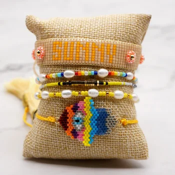 

Go2Boho Rainbow Bracelet Miyuki Beads Bracelets For Women Hamsa Hand Tassel Pulseras Mujer 2020 Letter Adjustable New Gift