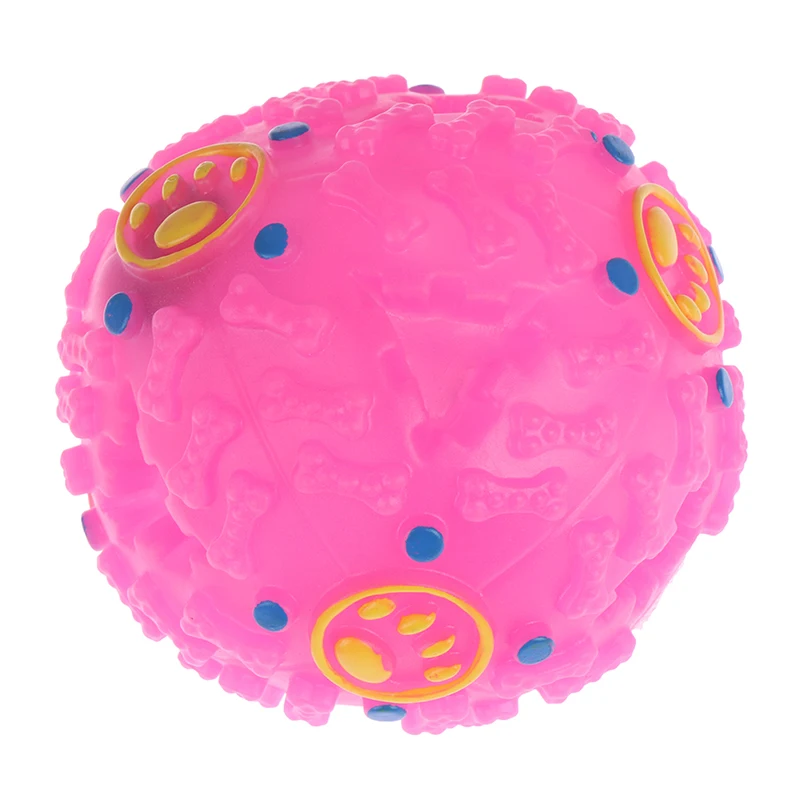 Розовый Dog Pet Play Squeaky Chew Ball Squeaker Quack Sound Chew Treat Holder Funny Food Dispenser Ball Toy Quack Sound Training Toy - Цвет: Розовый
