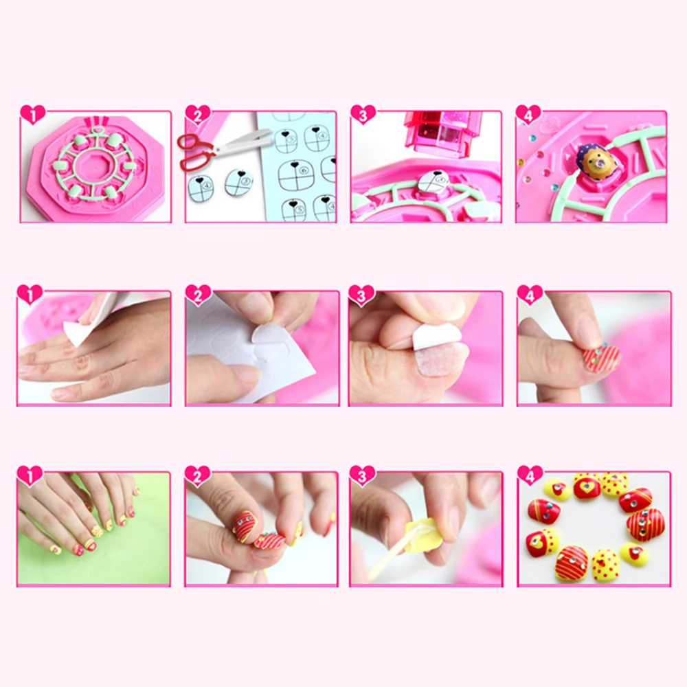 Girls Pretend Play DIY Nail Stickers Makeup Wrap Set Toy Girl Nail Cartoon Nail Stickers Nail Patch Handmade Toys Birthday Gifts