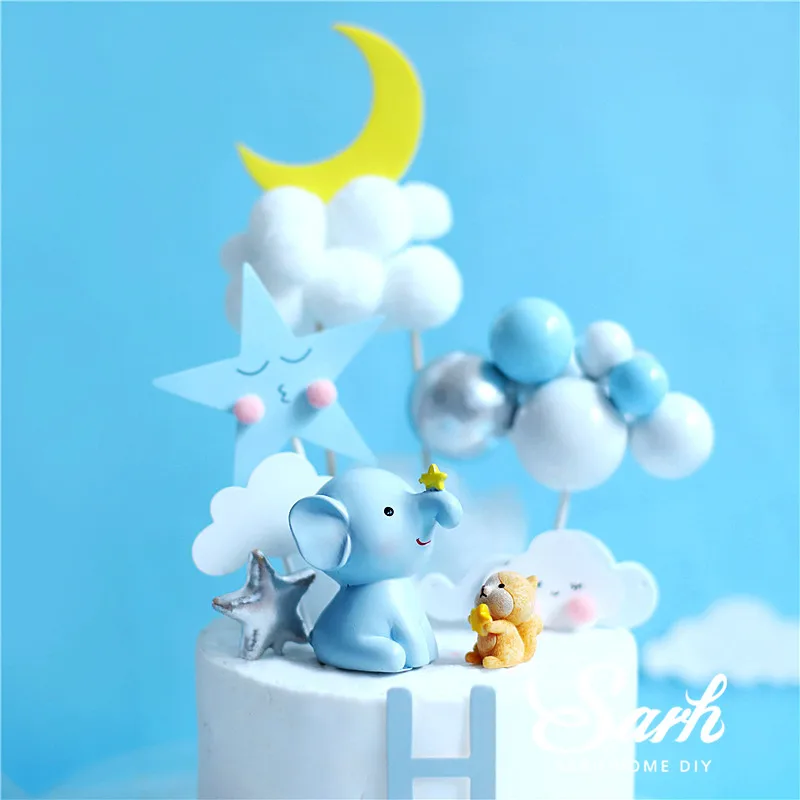 Луна слон звезда белка торт Топпер для душа ребенка выпечки Десерт День Рождения украшения юбилей принадлежности для детей сладкие подарки