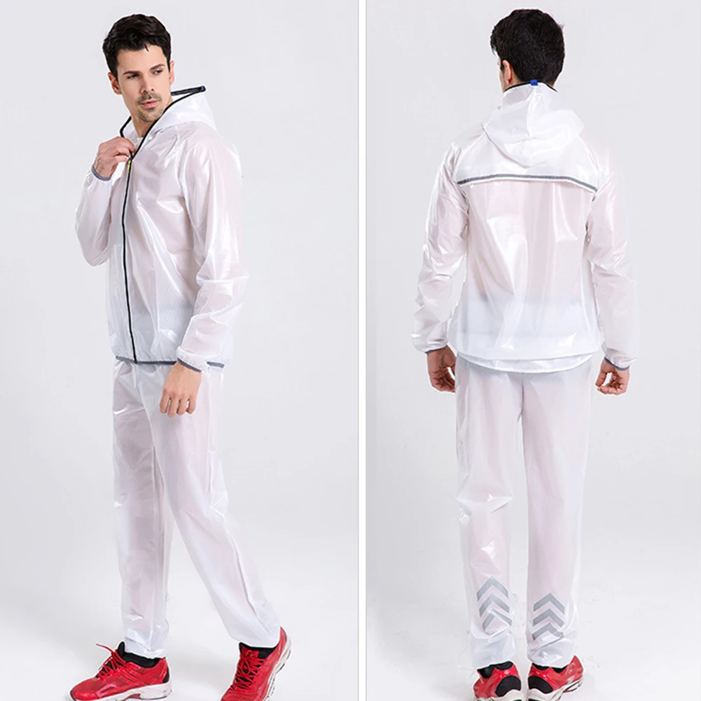 Hooded Split Raincoat Rain Pants Suit Adults Waterproof PVC Outdoor Sports Motorcycle Riding Climbing Rainwear Jacket | Дом и сад
