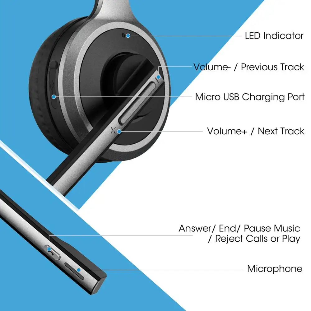 Улучшенная Bluetooth гарнитура Mpow M5 5 0 беспроводные наушники с 18 часовым разговором и