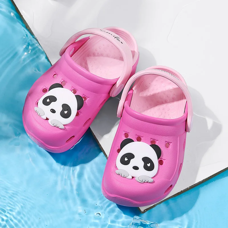 Летние детские пластиковые сандалии; домашние тапочки с рисунком панды для От 1 до 3 лет; Детские легкие повседневные сандалии; пляжная обувь