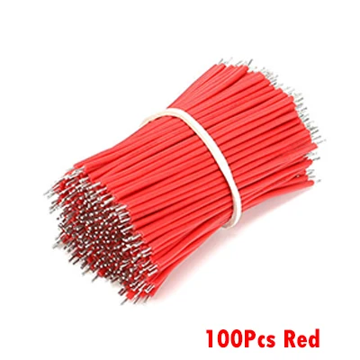 100Pcs Red cable 100 шт./лот Оловянная макетная плата припоя кабель 22AWG 6 см Fly Перемычка провод кабель оловянные проводящие провода 1007-22AWG соединительный провод - Цвет: 100Pcs Red cable