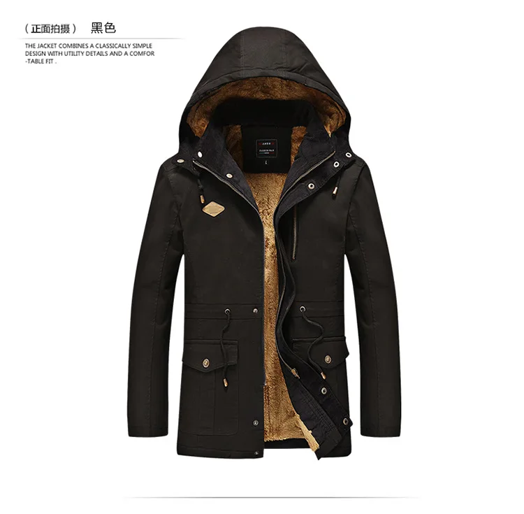Winter New Style MEN'S Jacket Mid-length Cross Border Washing Pure Cotton Coat Men's Brushed And Thick Casual Trench Coat