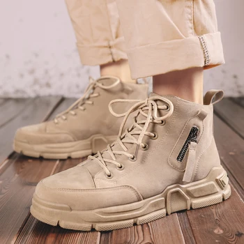 

Lightweight High Top Men's Casual Shoes Comfortable Adult Men's Fashion Sneakers Thick bottom Hard-Wearing Flat men's work shoes