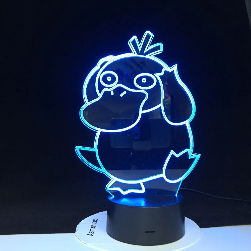 Psyduck Action 3D иллюзия светодиодный ночной Светильник Карманный Монстр 7 цветов меняющаяся светящаяся модель игрушки лампа для детей Подарки