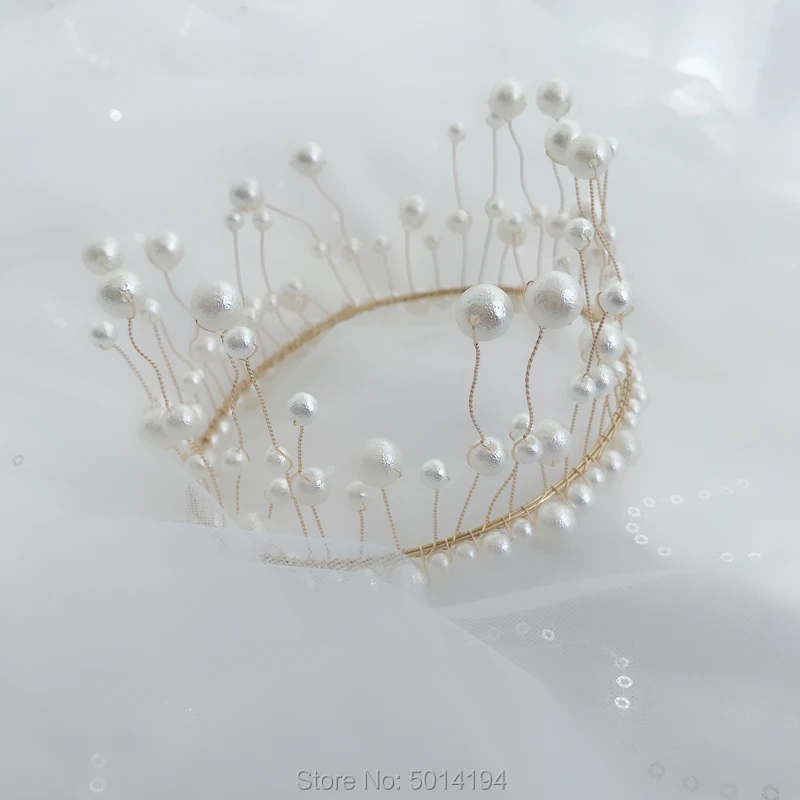 

Sweet fairy wedding gift bride headdress hair decoration crown whole circle of hand-strung pearl princess hair hoop crown