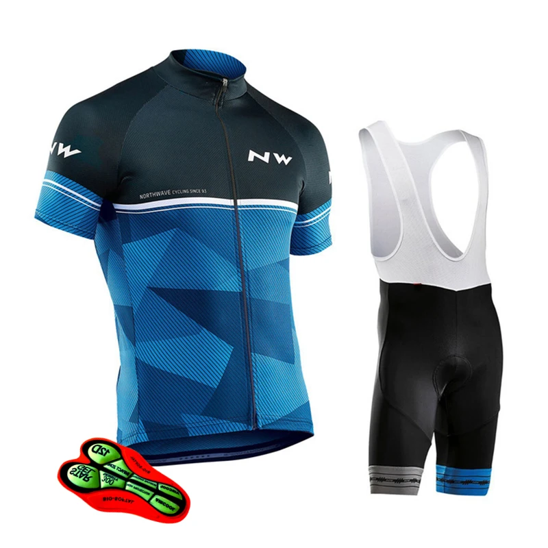 

2019 Northwave NW Cycling Men Short Sleeves Bike Jersey Set Clothes Bicycle Clothing Wear Sportswear Bib Shorts With 12D Padded