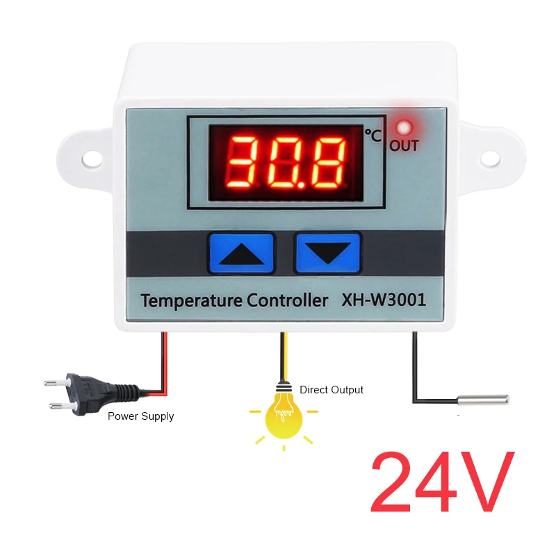 XK-W3001 24VDC DC 12 В 24 в 110 В 220 В AC светодиодный цифровой регулятор температуры Термостат терморегулятор инкубатор для аквариума регулятор температуры - Цвет: XK-W3001 24VDC