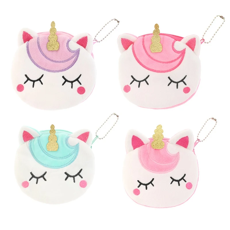 Cartoon Unicorns Coin Purse Cute Animals Girls Plush Mini Wallet Change Women Key Children Kids Gift | Багаж и сумки