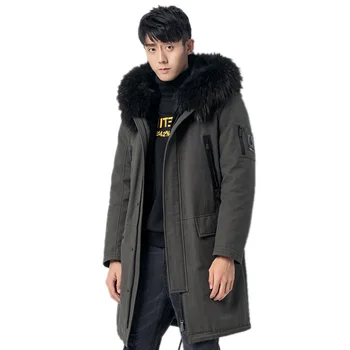 

Real Fur Coat Natural Mink Fur Liner Warm Parka Men's Winter Jacket Raccoon Fur Collar Long Coats Plus Size Z1818800 MY1839