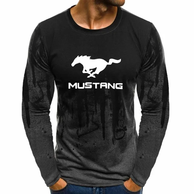 Пуловер с круглым вырезом и градиентом, толстовки Mustang с логотипом автомобиля, повседневные хлопковые мужские толстовки в стиле хип-хоп, Harajuku, мужская одежда W - Цвет: as picture