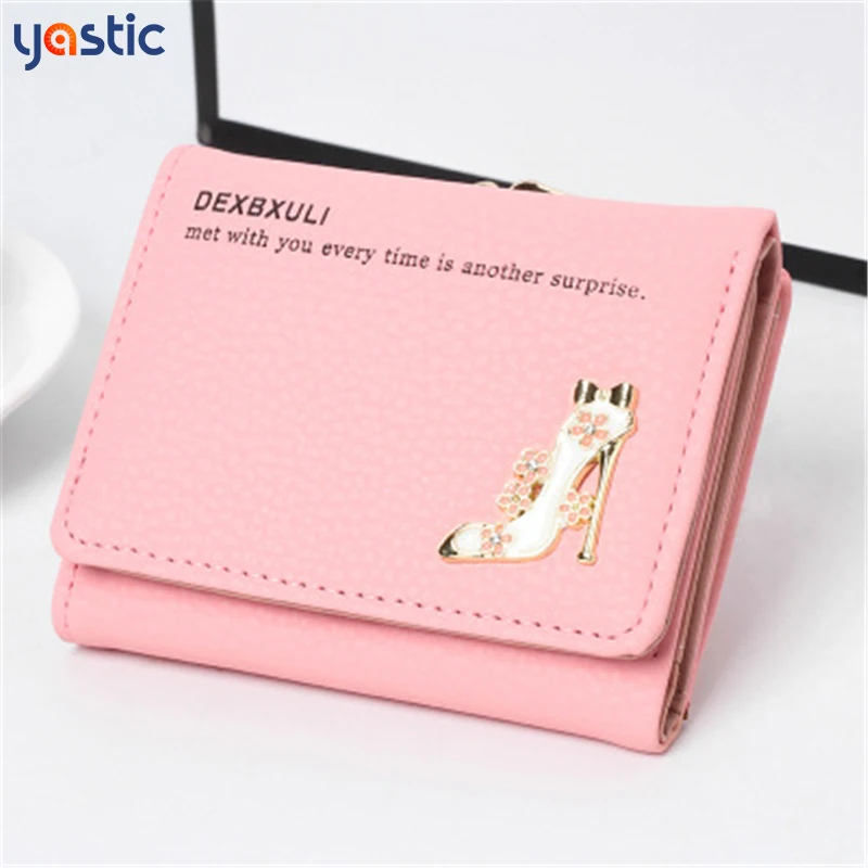 

Short Wallet Women Multi-card Three Fold Tick Buckle Cute Purse Cards Design Coin Holder for Student Girls