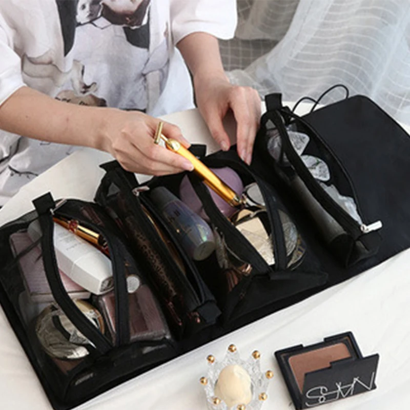 Foldable Makeup Bags Men Women's Travel Toiletry Hanging Women Handbags Purses Detachable Dressing Make Up Organizer Case | Дом и сад