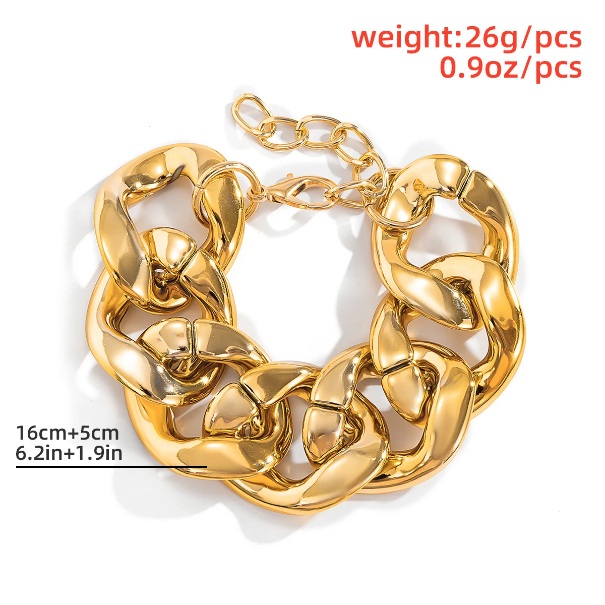 Chain bracelet Retro Simple Hip Hop Thick Link Chain Bracelet Women's CCB Material Exaggerated Cool Twist Thicks Bracelets Glamour Girl Jewelry