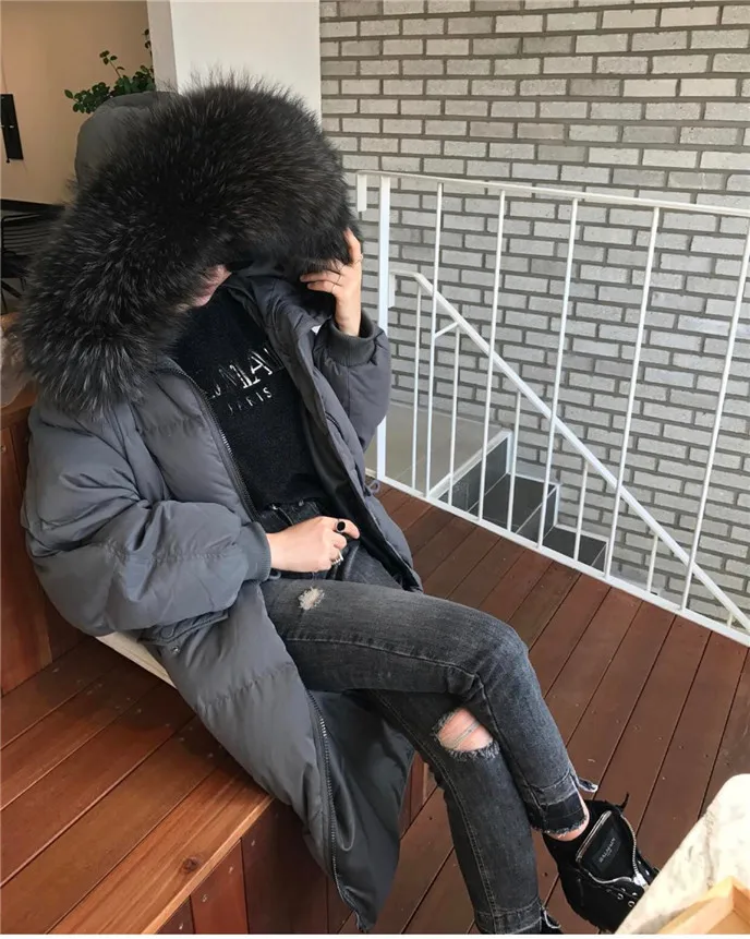 Стиль, зимний пуховик Dongdaemun в Корейском стиле, женский пуховик средней длины с большим меховым воротником, с завязками на талии, L