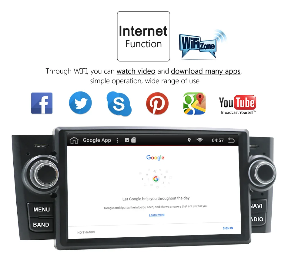 Excellent Eunavi 1 Din 7 inch Quad core Android 8.1 Car Radio Stereo System GPS Navigation for Fiat Linea 2006 2G RAM WIFI USB Bluetooth 7