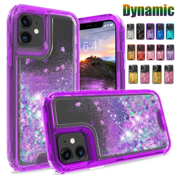 

3D Dynamic Hyrbrid Quicksand Liquid Full Protection Cover for iPhone 11 Pro Max Xs XR 6s 7 8 Plus Shockproof Armor Case Cover