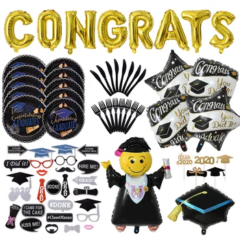 

Graduation Decoration Favors Graduation Balloons Banner Photo Booth Props Cupcake Toppers Class Of 2020 Party Tableware Supplies