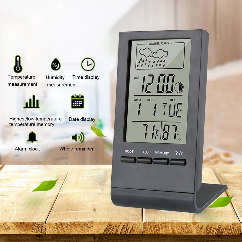 LCD Mini station météo maison thermomètre intérieur hygromètre réveil numérique 