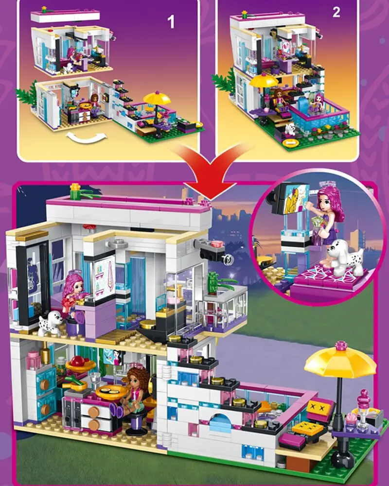 Цена 760 шт Pop Star Livi s House строительные блоки, совместимые Legoinglys друзья для девочек фигурки кирпичи развивающие игрушки для детей
