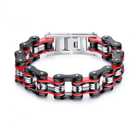 男性用自転車チェーンブレスレット,ステンレススチールリンクチェーン