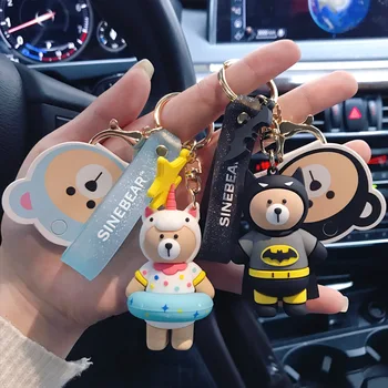 

Cute Cartoon Sidney Bear Keychains Lovers Bear Animal Male And Female Key Chain Exquisite Creative Gift Car Pendant Bag Key Ring