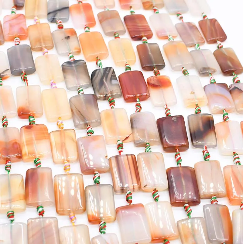 2strands/lot Rectangle Multicolor Agates Loose Natural Stone Beads For Woman DIY Necklace Bracelets Jewelry Making Strand 15