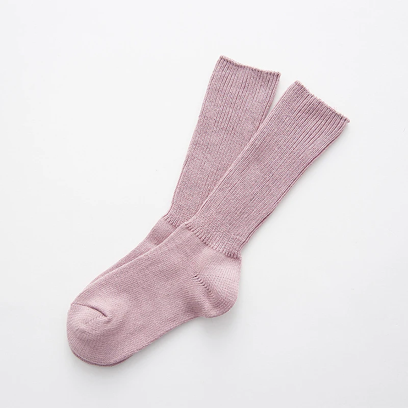1 пара одноцветных длинных носков с принтом для девочек, Женские Двухцветные хлопковые носки, женские вязаные теплые носки для осени и зимы - Цвет: style 4