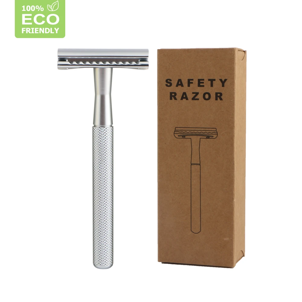 

HAWARD Safety Razor Men's Double Edge Razor Zinc Alloy Manual Shaving Razor Chrome Silver Women Hair Removal Shaver 20 Blades