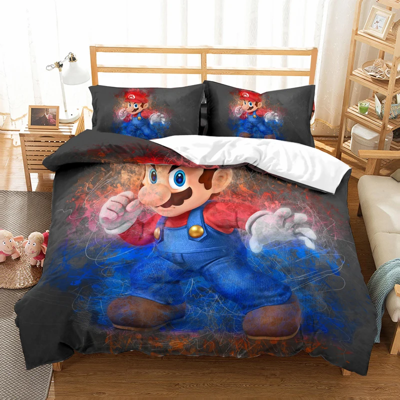 Супер Марио Bros постельное белье набор пододеяльников наволочки Марио Декор детской комнаты одеяло наборы постельного белья постельное белье