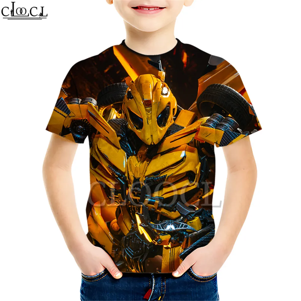 Kids T shirt 2 Футболка с принтом супергероя автомобиля шмеля Креативная одежда с объемным рисунком для мальчиков и девочек Повседневные детские топы с короткими рукавами, Прямая поставка - Цвет: Kids T shirt 2