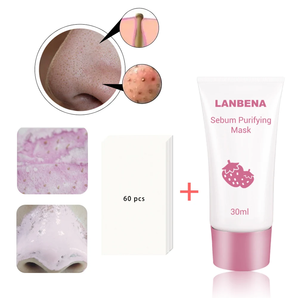 LANBENA маска для лица клубника глубокий уход за лицом для носа Очищающая пилинг удалитель угрей контроль масла лечение акне
