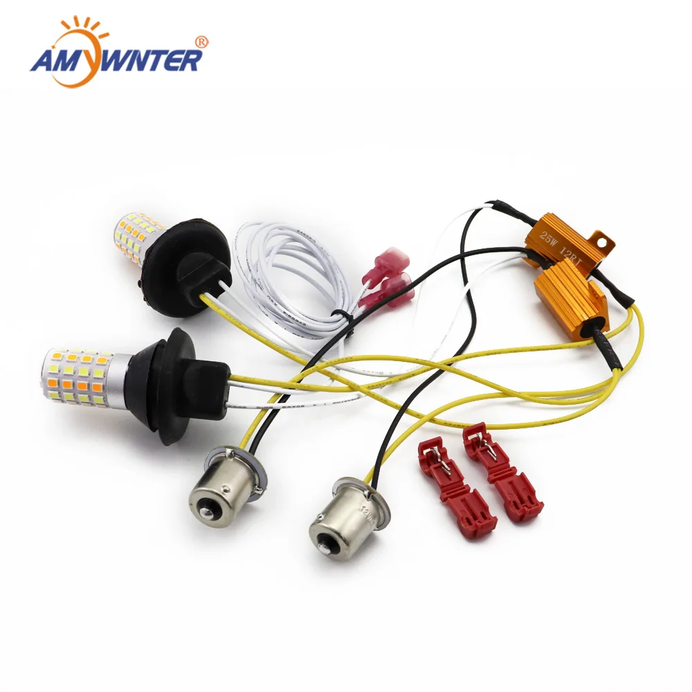 Двухцветсветильник автомобисветодиодный Светодиодная лампа AMYWNTER T20 Drl 7440 Canbus лм