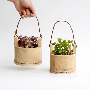 

Creative Bamboo Hanging Basket Flower Pot Wall Hanging Gardening Plant Pots Vase Green Dill Water-absorbing Hanging Pot Decor