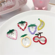 INS/милые заколки для волос в форме сердца с фруктами и масляными каплями, BB клип, Южная Корея, заколки для волос с изображением банана и вишни, Детские аксессуары для волос