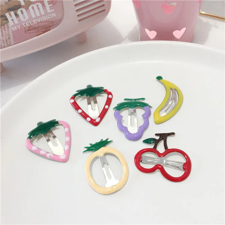 

INS GIRL'S Heart Cute Fruit Oil Drop Barrettes BB Clip South Korea Banana Cherry Bang Clip Side Clip CHILDREN'S Hair Accessories