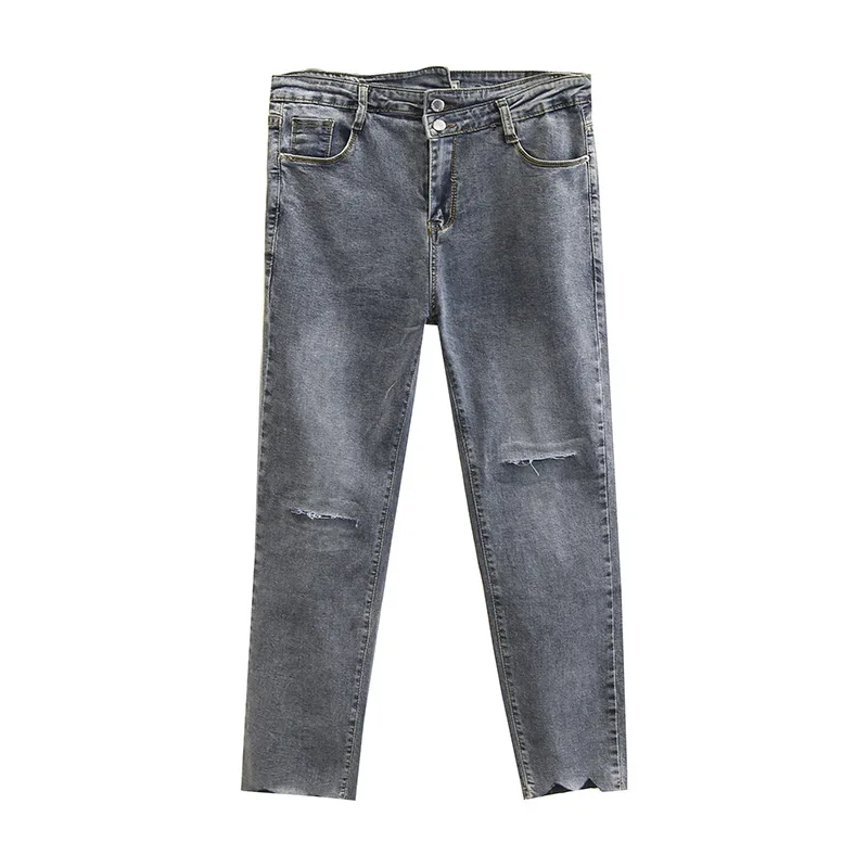 2020 весенние женские джинсы облегающие эластичные узкие брюки с дырками