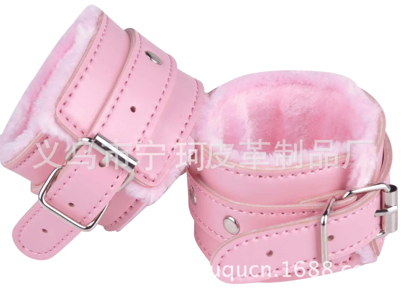 Pink Plush Sexy Leather Handcuffs Footcuff Tool Set-up Game Sex Toy Adult Manufacturers Wholesale