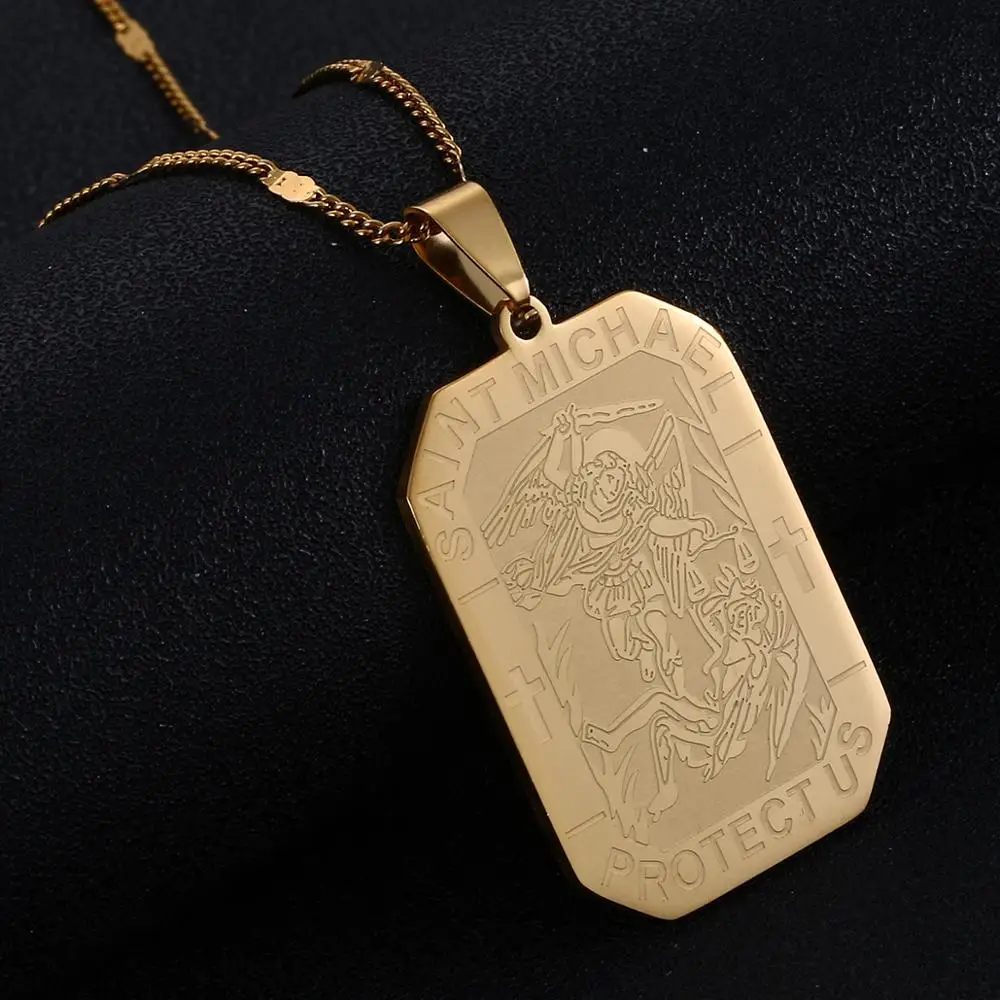 Подвеска Saint из нержавеющей стали с Майклом Персонализированная Гравировка Ювелирные изделия St. Michael The