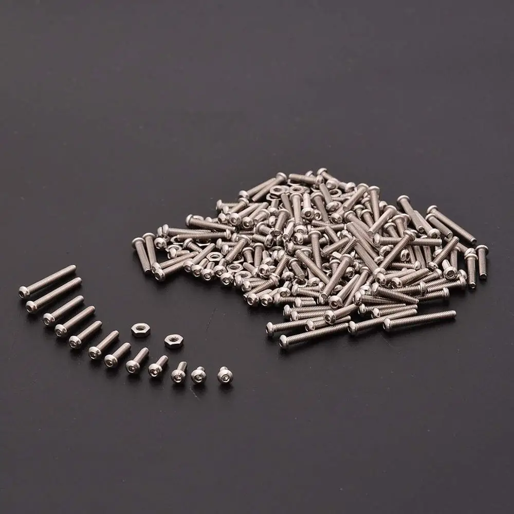 Stainless Steel Screws Screw Bolt Nut Set Hex Nuts Assortment Kit M2 Stainless Steel Kit SS304 Hex Socket Button Head Screws Bolts And Nuts Assortment Set 230pcs