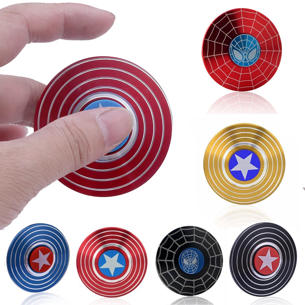 

Captain America Finger Fidget Spinner Toy Electroplate Hybrid Bearing Zilver Zinc Alloy Metal EDC Hand Tri Spiner Gift for Kids