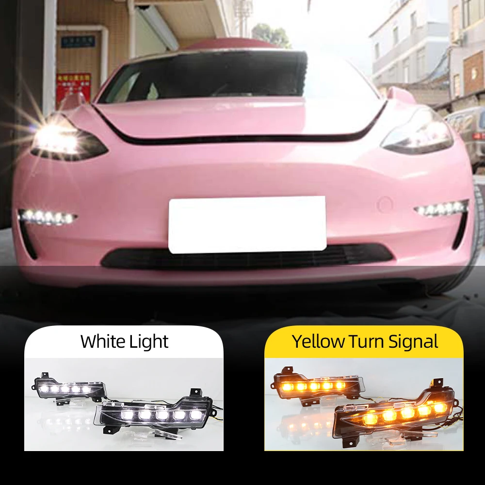 Автомобильная проблесковая 1 комплект для Tesla модель 3 2017 2018 2019 2020 2021 дневные